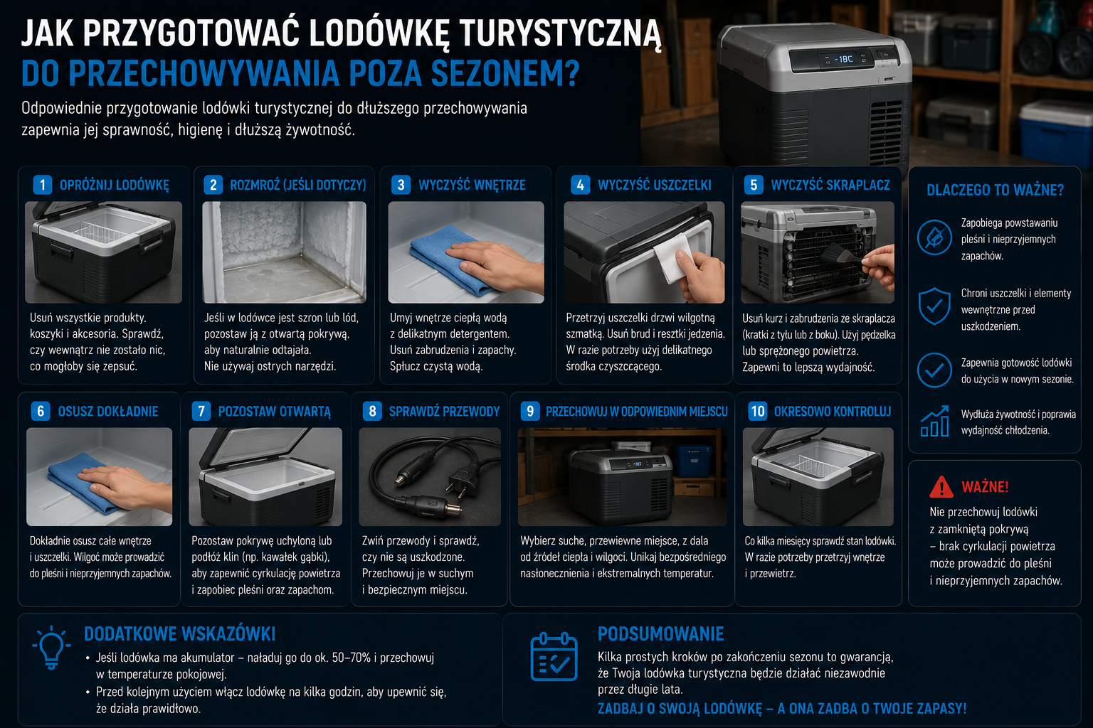 Jak przygotować lodówkę turystyczną do przechowywania poza sezonem