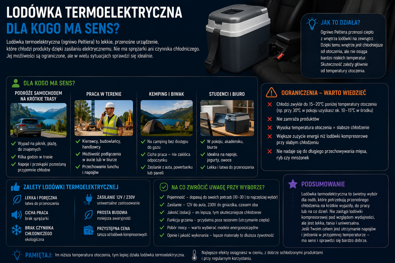 Lodówka termoelektryczna, dla kogo ma sens